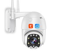 Jings Telecamera WiFi Esterna, Telecamera CCTV Tuya APP1080P HD, Telecamera Dome PTZ Domestica, Telecamera di Sicurezza per Visione Notturna a Colori con Zoom Ottico 5X