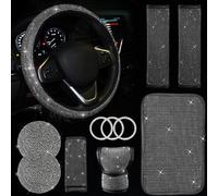 Jingsen 11 pezzi Decorazione per auto Set di decorazioni per auto bling set per donne in forma universale da 15 pollici di consolecover del centro rh