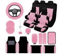 JINGSEN 21 Pezzi Coprisedili per Auto Set Completo per Donne Coprisedili per Auto per Tappetini Auto Stampa 3D di Pneumatici con Spugna Composita