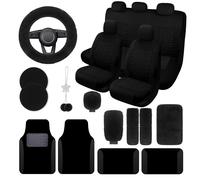 JINGSEN 21 Pezzi Coprisedili per Auto Set Completo per Donne Coprisedili per Auto per Tappetini Auto Stampa 3D di Pneumatici con Spugna Composita