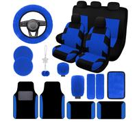 JINGSEN 21 Pezzi Coprisedili per Auto Set Completo per Donne Coprisedili per Auto per Tappetini Auto Stampa 3D di Pneumatici con Spugna Composita