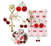 JINGSEN Set di graziosi ciondoli per Kindle, tra cui tappo antipolvere tipo C/USB C, portachiavi a forma di ciliegia, con gancio, ciondoli compatibili con Kindle, e-reader, telefono (ciliegie rosse T)