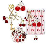 JINGSEN Set di graziosi ciondoli per telefono, con supporto per impugnatura, tappo antipolvere di tipo C/USB C, ciondoli compatibili per telefono, Kindle da donna (ciliegie rosse, L)