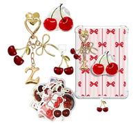 JINGSEN Set di graziosi ciondoli per telefono, con supporto per impugnatura, tappo antipolvere tipo C/USB C, ciondoli compatibili per telefono, Kindle da donna (Red Cherries Z)