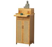 JINGSHIQIAOPL Mobiletto per Altare Buddista, Altare Verticale per Il Culto con Vassoio Telescopico e Cassetto, Santuario Buddista per Statue di Buddha e Oggetti Spirituali(Beige,42cm/16.5in)
