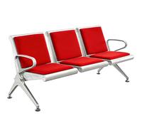 JINGSHIQIAOPL Panca per Sala D’attesa A 3 Posti, Portata di 450 Kg, Panchina con Braccioli con Cuscino In PU per Aeroporti, Ospedali, Cliniche, Banche e Uffici(Red)