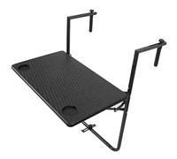 JINGSHIQIAOPL Tavolino da Ringhiera Balcone Pieghevole con Portabicchieri, Altezza Regolabile, Tavolo Salvaspazio per Balcone, Terrazzo e Veranda(Black)