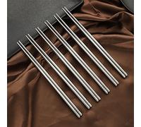 JINGYAN Bacchette Chinese Metal Chopsticks Household High Temperature Sterilizable Non-slip Stainless Steel Chopsticks Kitchen Accessories(5 Pairs)