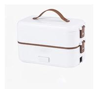 JINGYAN Bento Box Electric Portable Cooking Heating Lunch Box Stainless Steel Liner Insulation Portable Plug-in Electric Heating Cooker Steamer(White)