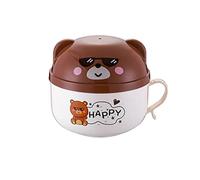JINGYAN Bento Box Instant Noodle Bowl With Lid Cup Large Capacity Student Lunch Box Dormitory Fast Food(Brown)
