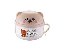JINGYAN Bento Box Instant Noodle Bowl With Lid Cup Large Capacity Student Lunch Box Dormitory Fast Food(Khaki)