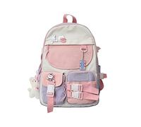 JINGYAN Borse a zainetto da donna Mochila impermeable de nailon para mujer, morral escolar de estilo universitario para chicas adolescentes, mochila negra de viaje informal(Purple,Without pendant)