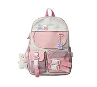 JINGYAN Borse a zainetto da donna Mochila impermeable de nailon para mujer, morral escolar de estilo universitario para chicas adolescentes, mochila negra de viaje informal(Pink,Without pendant)