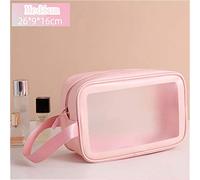 JINGYAN Borse da toilette Borsa cosmetica in PVC trasparente da bagno Grande capacità impermeabile Organizzare le donne Make up Borse di stoccaggio portatile(Pink 2)