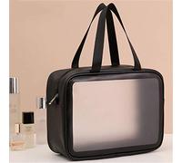 JINGYAN Borse da toilette Borsa cosmetica in PVC trasparente da bagno Grande capacità impermeabile Organizzare le donne Make up Borse di stoccaggio portatile(Black1)