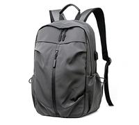 JINGYAN Borsoni sportivi Zaino da uomo Borsa sportiva da esterno per ragazzi in nylon nero impermeabile Borsa da viaggio per affari USB da uomo Borsa da scuola per giovani(Grey)