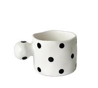 JINGYAN Calici da acqua Black and White Polka Dot Irregular cup Breakfast Cup Simple Round Ball Handle Milk Coffee Ceramic