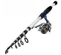 JINGYAN Canne da pesca 1.6-2.4m Spinning Fishing Rod Pole with Reel Tackle Kit Telescopic Set Ultralight Carbon Fiber(White,1.8M)