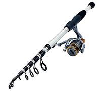 JINGYAN Canne da pesca Carbon Fiber Telescopic Ultralight Fishing Rod With Sturdy Frame Spinning Reel(White,2.1M)