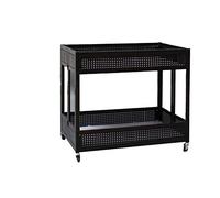 JINGYAN Carrelli portaoggetti da cucina Carrello pieghevole Doppio strato con ruote Manico Carrello pieghevole in metallo per cucina domestica(Schwarz)