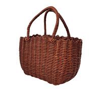 JINGYAN Cestini e panieri da picnic Handmade Basket with Handle Camping Picnic for Wine Flower Shopping Storage Hamper Kitchen Organizer Home Decor