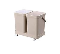 JINGYAN Cestini per la carta Asciutto e bagnato la spazzatura di separazione Can Double Barrel classificazione dei rifiuti Bidoni domestica Cucina Grande pattumiera con il coperchio(Gray A)
