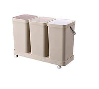 JINGYAN Cestini per la carta Asciutto e bagnato la spazzatura di separazione Can Double Barrel classificazione dei rifiuti Bidoni domestica Cucina Grande pattumiera con il coperchio(Gray B)