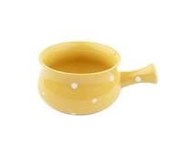 JINGYAN Ciotole Ceramic Polka DOT Baking Dish Home Hand Painted Salad Plate Bowl Baking Dish Kitchen Tableware Single Handle Bowl Home Decoration.(Yellow)