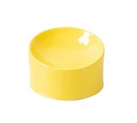 JINGYAN Ciotole per Cani Ceramic Bowl with Oblique Mouth And Shallow Mouth Pet Bowl(Yellow)
