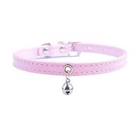JINGYAN Collari Standard per Cani Puppy Collar for Small Dogs Adjustable Pet Collars with Bell for Small Medium Cats Size XXS XS S Purple Black White Pink(Pink)