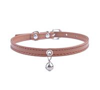 JINGYAN Collari Standard per Cani Puppy Collar for Small Dogs Adjustable Pet Collars with Bell for Small Medium Cats Size XXS XS S Purple Black White Pink(Brown)