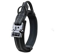 JINGYAN Collari Tactical Military Dog Collar Retractable Leash Set Training Adjustable Collars for Big Medium Large Dogs with Luminous Handle(Schwarz,Medium)