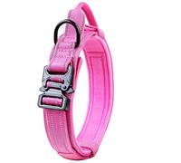 JINGYAN Collari Tactical Military Dog Collar Retractable Leash Set Training Adjustable Collars for Big Medium Large Dogs with Luminous Handle(Pink,Medium)