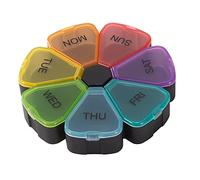 JINGYAN Contenitori con coperchio 7 Days Medicine Pill Box Mini Round Portable Storage Trip Vitamin Box Species Tablet Holder Organizer Container Cases(Colorful-Black)