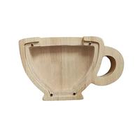 JINGYAN Contenitori per la conservazione del caffè Oak Teacup Wood Coffee Bean Storage Decor Piggy Bank Box Container For Christmas Birthday Gift Home Decoration