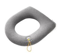 JINGYAN Copriwater Coprisedile per WC Caldo Invernale Tappetino per Sgabello Tappetino per Bidet da Bagno Lavabile a Maglia Spessa Morbido Protettore a Forma di O per Toilette in Peluche(Light Grey)