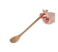 JINGYAN Cucchiai da cucina 1Pc Wooden Long Handle Spoon Round Natural Solid Wood Soup Scoops Dessert Porridge Tea Coffee Spoons Tableware Kitchen Supplies(01)