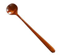 JINGYAN Cucchiai da cucina 1Pc Wooden Long Handle Spoon Round Natural Solid Wood Soup Scoops Dessert Porridge Tea Coffee Spoons Tableware Kitchen Supplies(27.5X5cm)