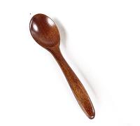 JINGYAN Cucchiai da cucina 1Pc Wooden Long Handle Spoon Round Natural Solid Wood Soup Scoops Dessert Porridge Tea Coffee Spoons Tableware Kitchen Supplies(14X4X1cm)