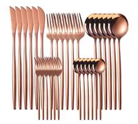 JINGYAN Cucchiai Gold Dinnerware Set Stainless Steel Steak Knife Fork Coffee Spoon Teaspoon Flatware Dishwasher Safe Kitchen Tableware Set(Rose Gold)