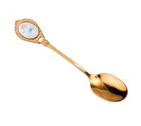 JINGYAN Cucchiaini da caffè Golden Coffee Spoon Retro Small Stainless Steel Ceramic Handle Dessert Afternoon Tea Black Gift(Lotus)