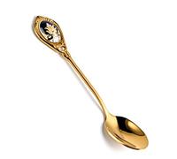 JINGYAN Cucchiaini da caffè Golden Coffee Spoon Retro Small Stainless Steel Ceramic Handle Dessert Afternoon Tea Black Gift(Muse)