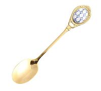 JINGYAN Cucchiaini da tè Ceramic Handle Ice Cream Coffee Spoons Teaspoon Vintage Gold Plating Dessert Cake Spoon Tableware