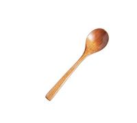 JINGYAN Cucchiaini da tè Long Spoons Wooden Natural Handle Round Soup Cooking Mixing Stirrer Household Teaspoons Honey