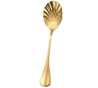 JINGYAN Cucchiaini da tè Stainless Steel Teaspoon Shell Shape Coffee Dessert Spoon Long Handle Dinnerware Kitchen Hot Drinking Sugar Flatware Tools