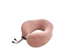 JINGYAN Cuscini da viaggio Cuscino a forma di U a strisce Memory foam da viaggio Morbido collo a rimbalzo lento Supporto cervicale per il riposo Cuscini per dormire per aeroplani portatili(Pink)