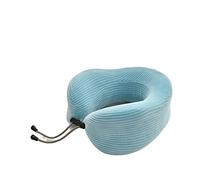 JINGYAN Cuscini da viaggio Cuscino a forma di U a strisce Memory foam da viaggio Morbido collo a rimbalzo lento Supporto cervicale per il riposo Cuscini per dormire per aeroplani portatili(Blue)