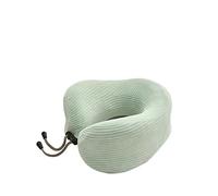 JINGYAN Cuscini da viaggio Cuscino a forma di U a strisce Memory foam da viaggio Morbido collo a rimbalzo lento Supporto cervicale per il riposo Cuscini per dormire per aeroplani portatili(Green)
