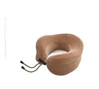 JINGYAN Cuscini da viaggio Cuscino a forma di U a strisce Memory foam da viaggio Morbido collo a rimbalzo lento Supporto cervicale per il riposo Cuscini per dormire per aeroplani portatili(Brown)