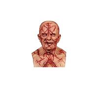 JINGYAN Decorazioni per Halloween Scary Bald Blood Scar Mask Maschera Horror Bloody Copricapo 3D realistico viso umano copricapo Emulsione Latex Adulti Maschera traspirante Masque